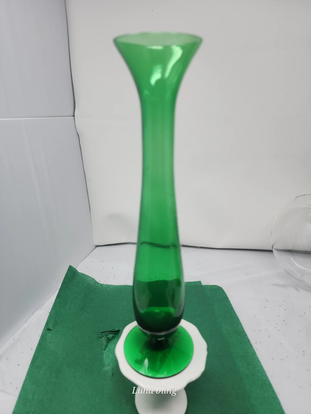 Tall Green Bud Vase